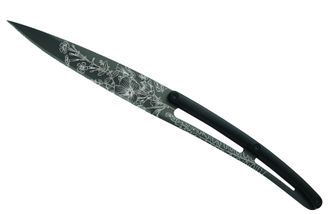 Deejo set 6 steak knives blade black titanium jagged blade handle black ABS design blossom