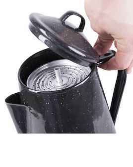 Mil-Tec black coffe pot enamelled w.percolator (12 cups)