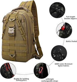 DRAGOWA TACTICAL Single strap backpack Charlie 20 L, khaki