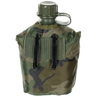MFH US Plastic Canteen, 1 l, cover, woodland, BPA free