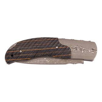 Herbertz pocket knife 7.5 cm, damask, wood Pakka