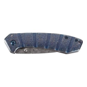 Herbertz one -handed pocket knife 7.7cm, stainless steel, blue, damask look