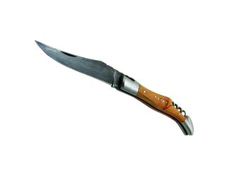 Laguioiolet DUB071 pocket knife, blade 12cm, Damascene steel, corkscrew, juniper handle