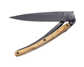 Deejo closing knife Serration Black Olive Wood