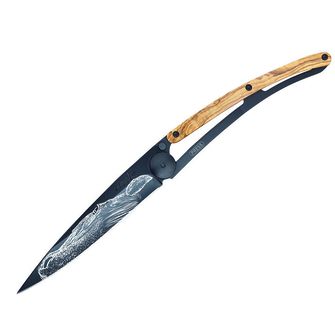 Deejo closing knife Black Tattoo Olive Wood Warmblood