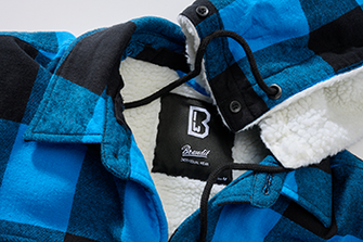 Brandit Lumber jacket with hood, black/blue