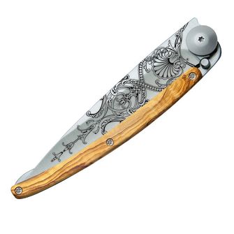 Deejo closing knife Tattoo Olive Wood Versailles