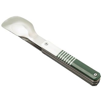AKINOD Magnetic travel cutlery set, green mariniere-mirror finish