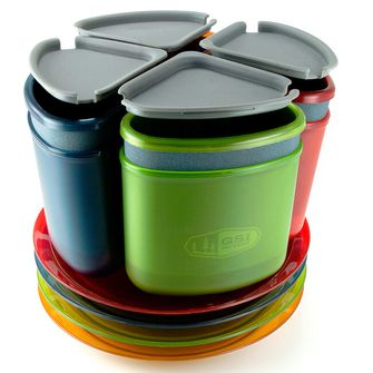 GSI Outdoors Camping Utensils Set for 4 persons Infinity 4 Person Compact Tableset, Multicolor