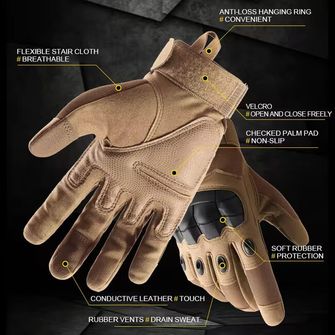 DRAGOWA TACTICAL Tactical Gloves Reef, khaki