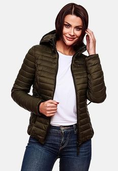 Marikoo Women&#039;s transitional jacket with hood Samtpfote, olive