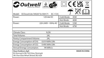 Outwell Camping cooling box ECOcool Lite 24 12V/230V, dark blue