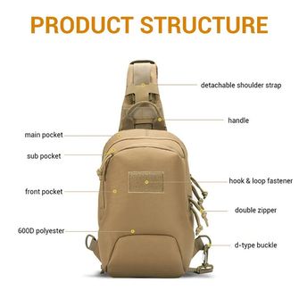 DRAGOWA TACTICAL One strap backpack Mike, khaki