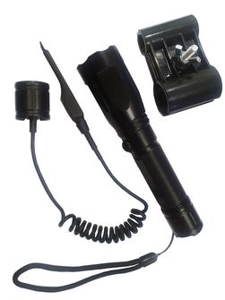 LED tactical flashlight with attachment to a gun