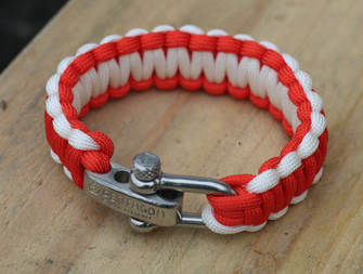 Pentagon paracord bracelet red-white metal buckle