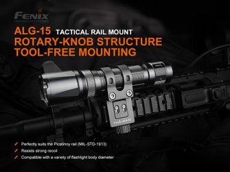 Side mounting of the luminaire on the fenix alg-15 weapon rail