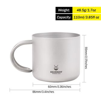 Silverant Titanium coffee cup with handle 110 ml
