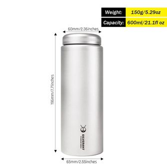Silverant Titanium bottle with flat cap 600 ml
