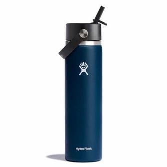 Hydro Flask Wide thermo bottle with straw 24 OZ Wide Flex Straw Cap, indigo