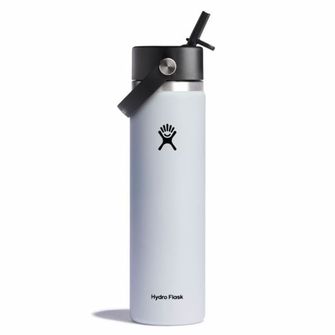 Hydro Flask Wide thermo bottle with straw 24 OZ Wide Flex Straw Cap, white