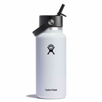 Hydro Flask Wide thermo bottle with straw 32 OZ Wide Flex Straw Cap, white