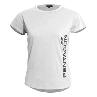 Pentagon Whisper Ladies Tee "Pentagon Vertical", White