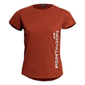 Pentagon Whisper Ladies Tee "Pentagon Vertical", Maroon Red