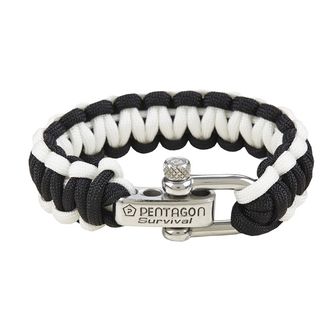 Pentagon paracord bracelet black-white metal buckle