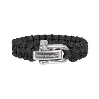 Pentagon paracord bracelet black metal buckle